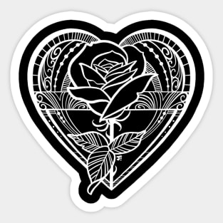 Heart and rose in white Sticker